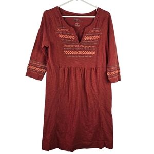 Natural Reflections Terracotta Embroidered Womens Boho Knee Length Dress Size L